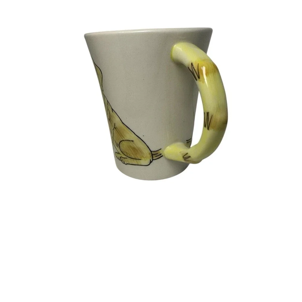 Pier 1 Stoneware Coffee Mug Cup W/ Tail Handle Yellow Lab Golden Retriever 16 oz